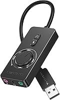 Vention USB Sound Card Adapter: External Stereo with Volume Control, Plug & Play USB to 3.5mm for PC, Mac, Headsets, Switch