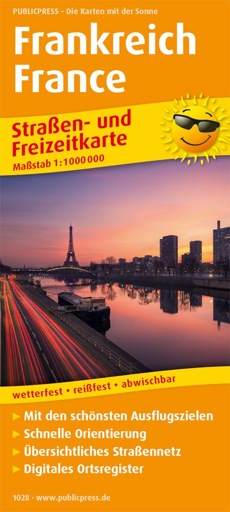 Frankreich, France 1:1.000.000: Straßen- und Freizeitkarte mit Touristischen Straßen, Highlights der Region und digitalem Ortsregister