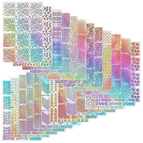 Onwon 288 Pieces 96 Designs Nail Vinyls, 24 Sheets Nail Art Decals Nail Stencil Sticker Sheets Set For Nail Art Design #TOP30