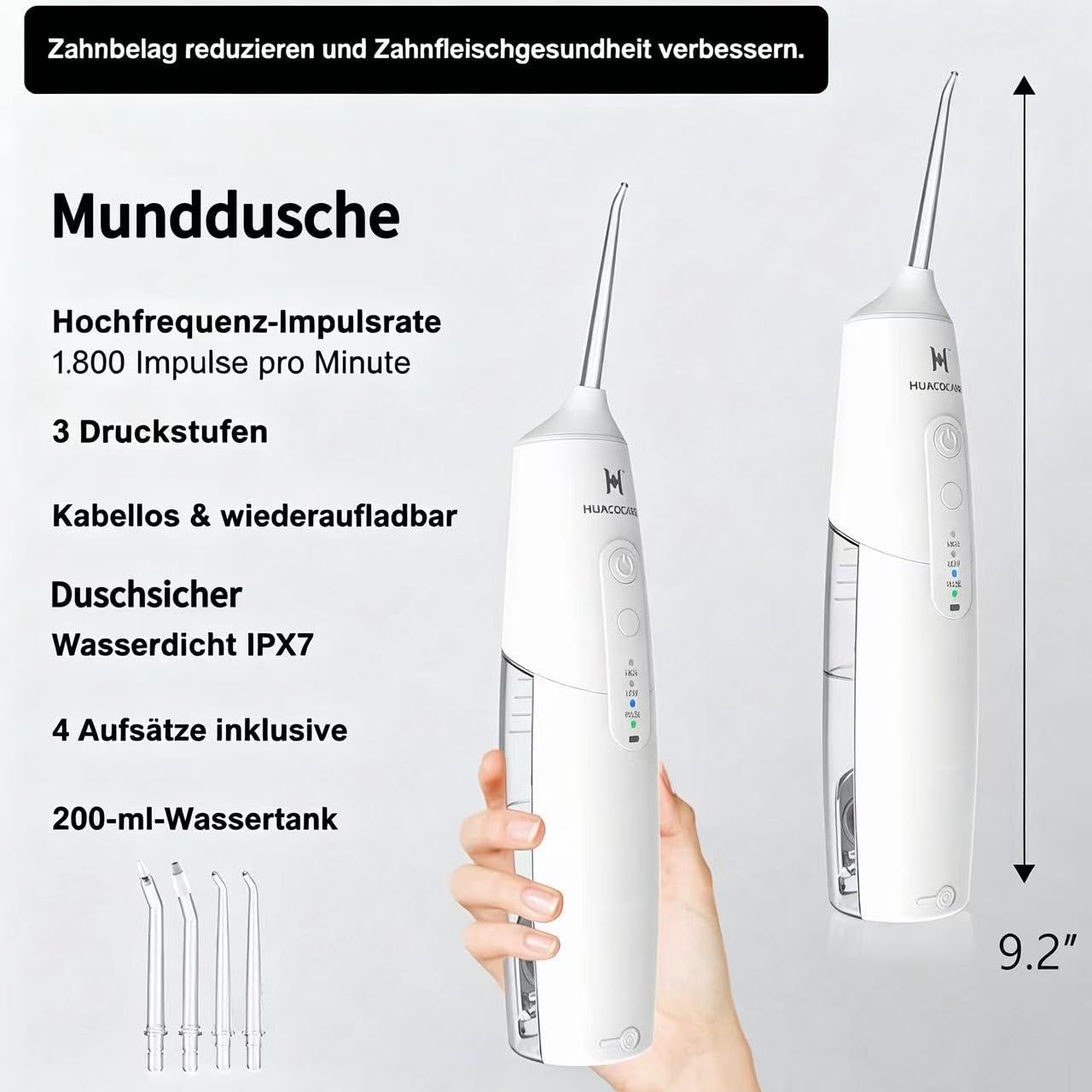 2-in-1 Mundhygiene-Set – Testsieger 2026* – Munddusche & Elektrische Zahnbürste – TÜV-geprüft – Für gesundes Zahnfleisch & gründliche Reinigung – 2000 mAh Akku, IPX7 wasserdicht – inkl. Reiseetui