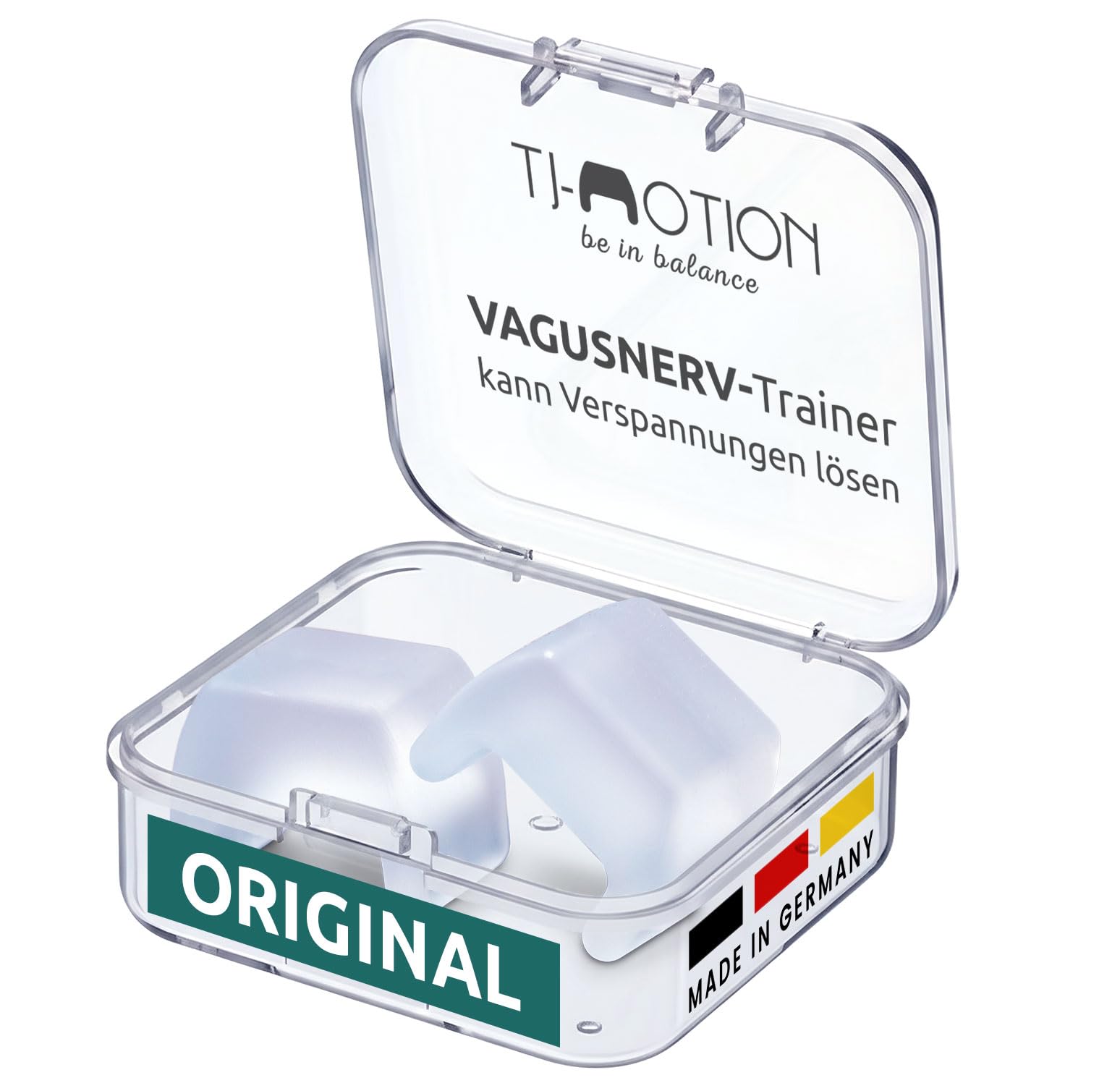 TJ-Motion Original - Kieferentspannung & VAGUS-Nerv-Training - die optimale Unterstützung bei Beschwerden im Kiefer-, Schulter-, Nacken-, Rückenbereich, 2 Stück & Transport-Box