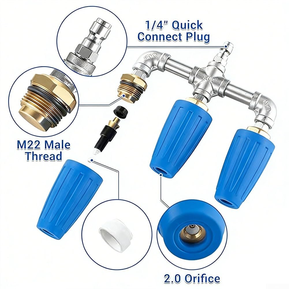 Ugello turbo rotante da 7,6 cm con attacco rapido da 14 mm, rondella 4000 PSI, lancia turbo in lega ad alta pressione per vialetto e patio