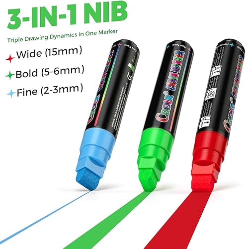 Vista 10 de Paquete de 8 marcadores de tiza líquida, marcadores de borrado en seco y marcadores de ventana para pizarras, pizarra de menú y ventana de coche