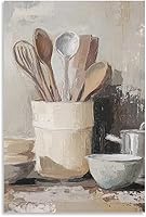 Vista 1 de Arte De Pared De Cocina De Campo, Impresiones En Lienzo Enmarcado, Utensilios De Cocina Y Alimentos, Pintura Rústica De Granja, Cocina, Comedor