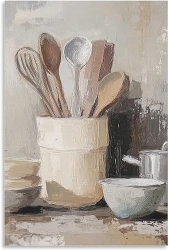 Miniatura 9 de Arte De Pared De Cocina De Campo, Impresiones En Lienzo Enmarcado, Utensilios De Cocina Y Alimentos, Pintura Rústica De Granja, Cocina, Comedor,