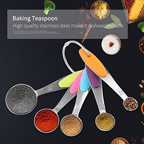 Tazas y cucharas medidoras de acero inoxidable arcoíris juego de 10 unidades para repostería casera 3