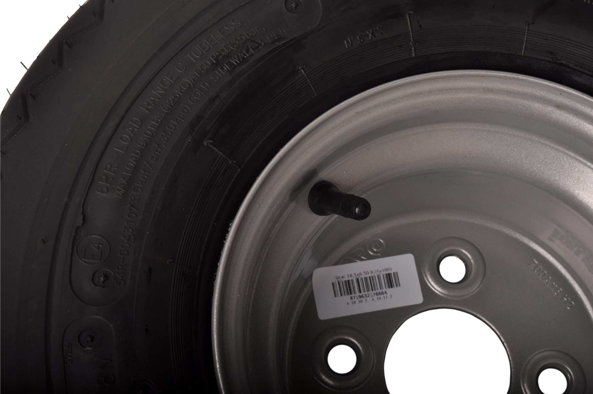 AWD Komplettrad Anhänger - 18.5x8.50-8 - Lochkreis: 4x100 - Tragfähigkeit: 425 kg -