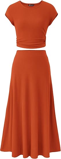PRETTYGARDEN Two Piece Skirt Set for Women 2025 Summer Spring Dressy Casual Knit Travel Vacation Matching Lounge Outfits