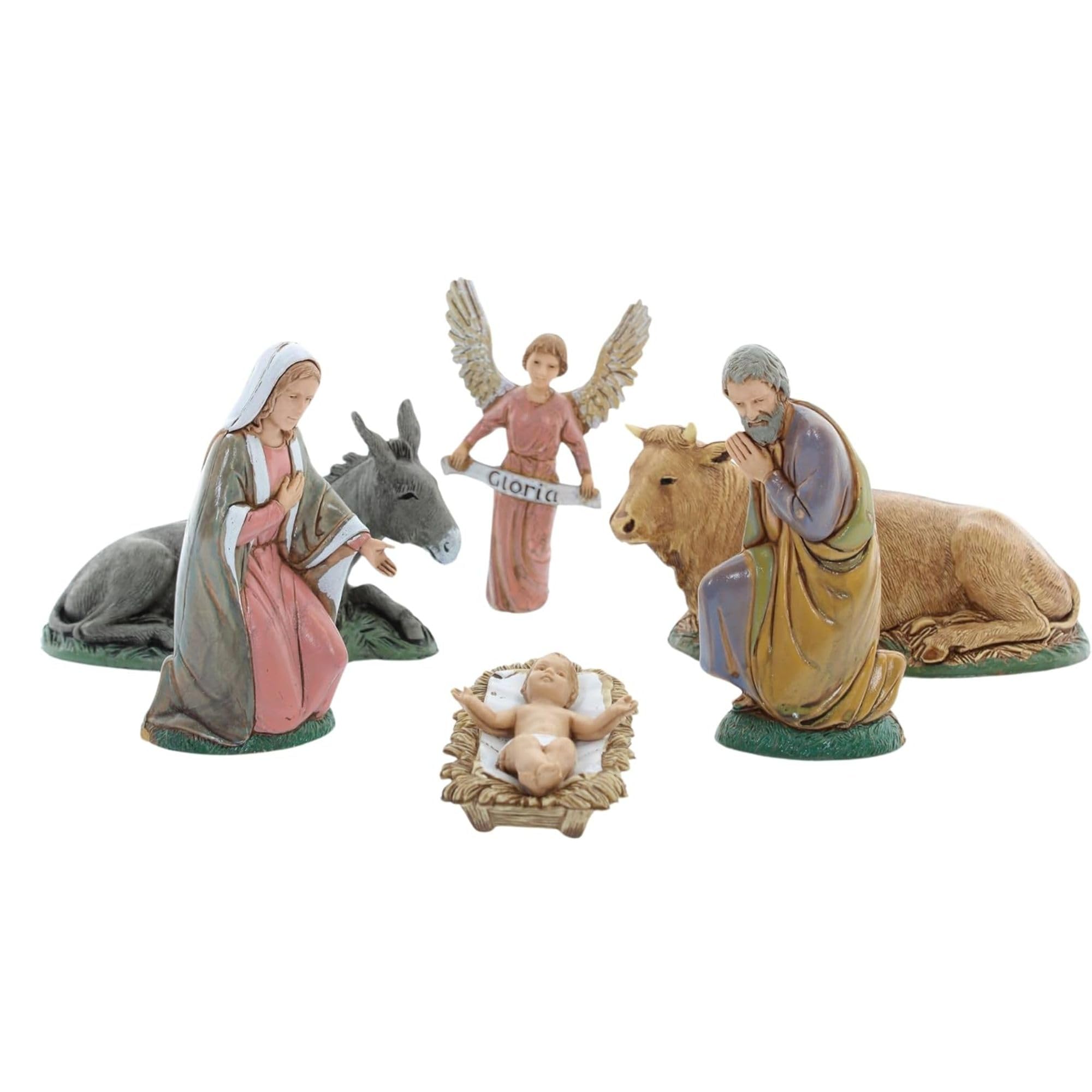 Moranduzzo Set 12 Figuren der Heiligen Familie für 10 cm Krippe – Standard 10 – Maßstab 1:20 – Unzerstörbare Figuren, Handbemalt, Bildhauer M. Landi, Made in Italy