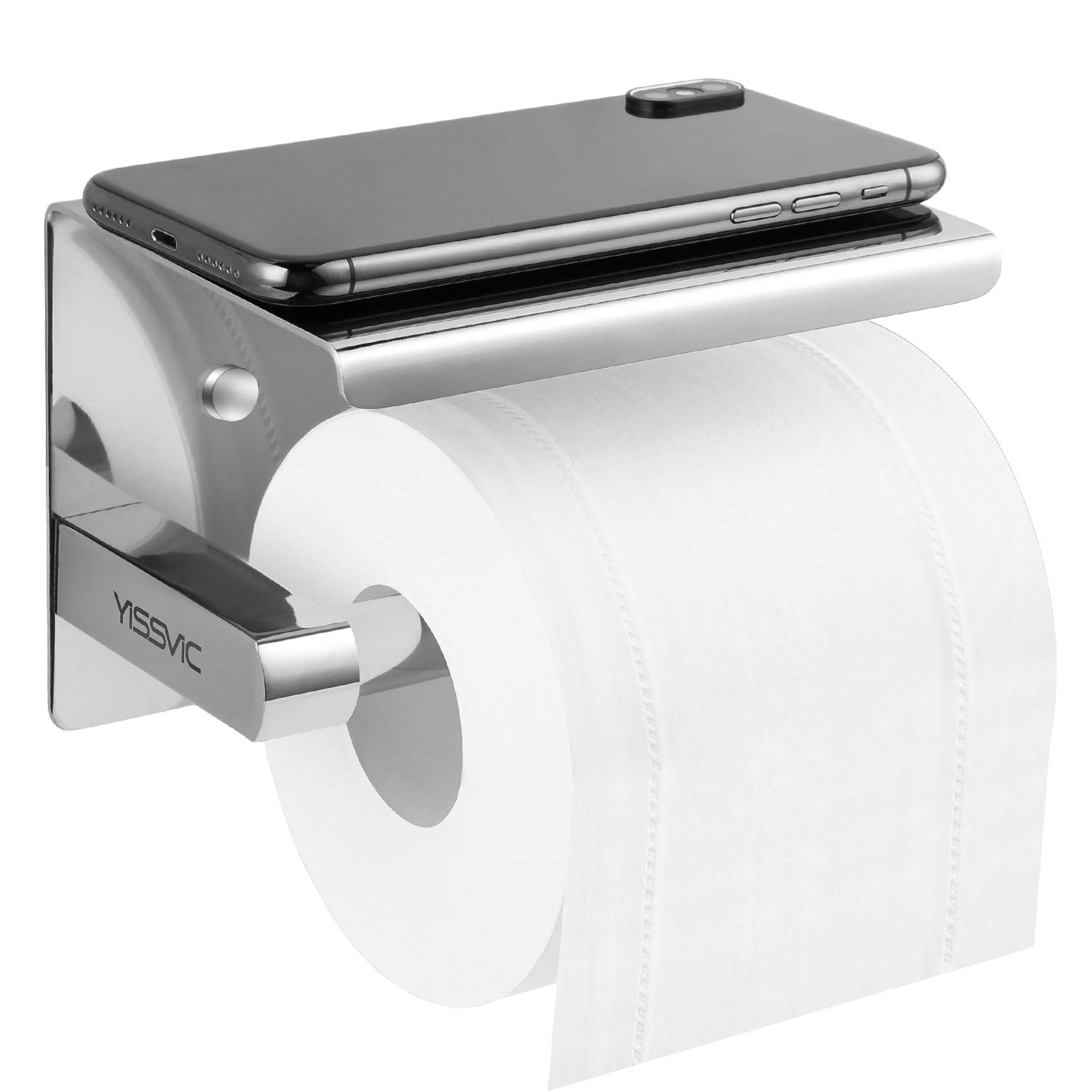 304 Inox Porta Carta Igienica Autoadesivo,Portarotoli e dispenserper rotolo di carta per bagno/toilette,Porta Carta Igienica Senza Forare e 2 pezzi Ganci Adesivi (Oro