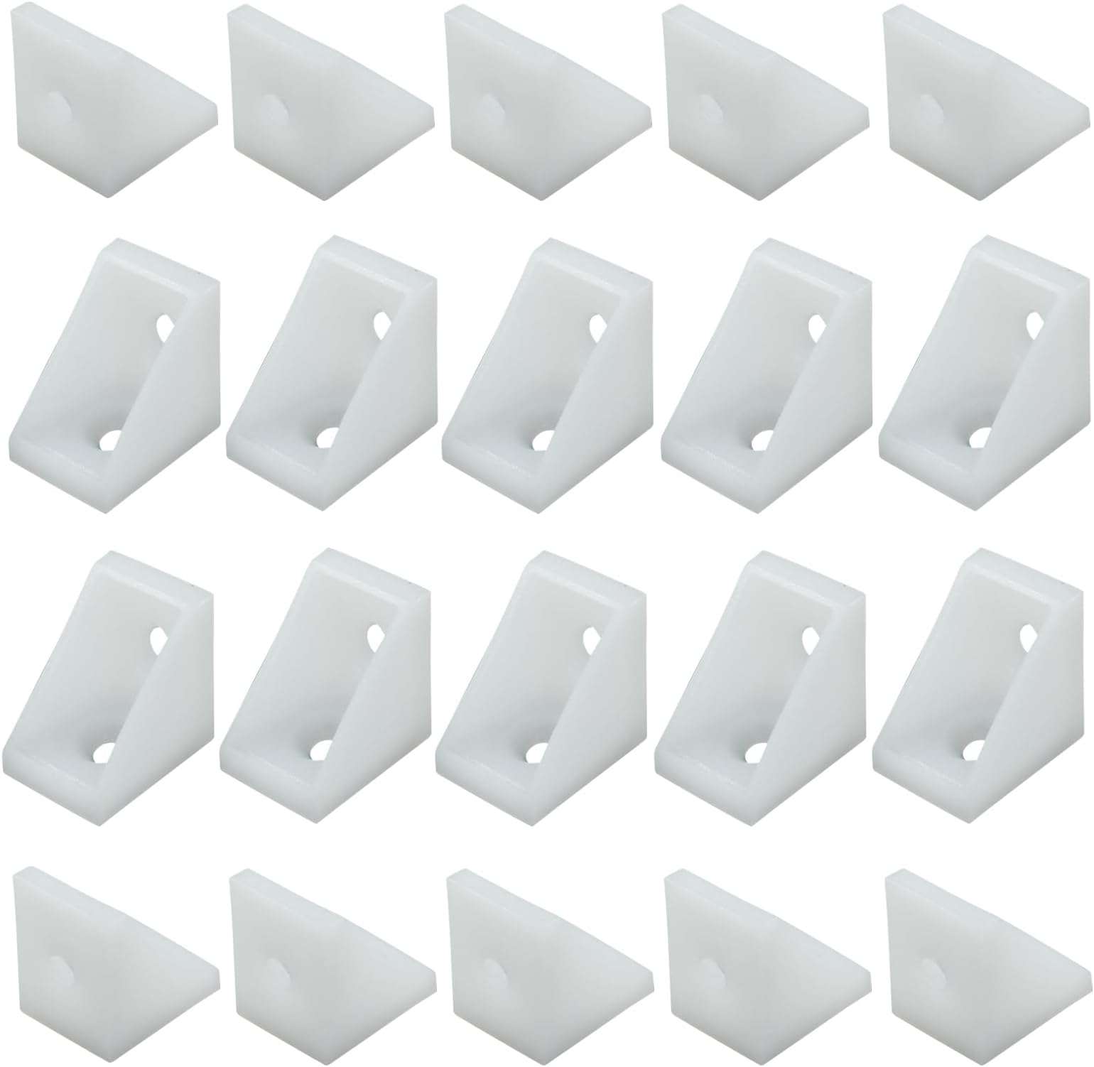 20 Pcs 0.79" White Plastic Right Angle Bracket L Brackets, 90 Degree Corner Brace Corner Support for Wood Shelf Chair Cabinet Box(0.79x0.59x0.79In)