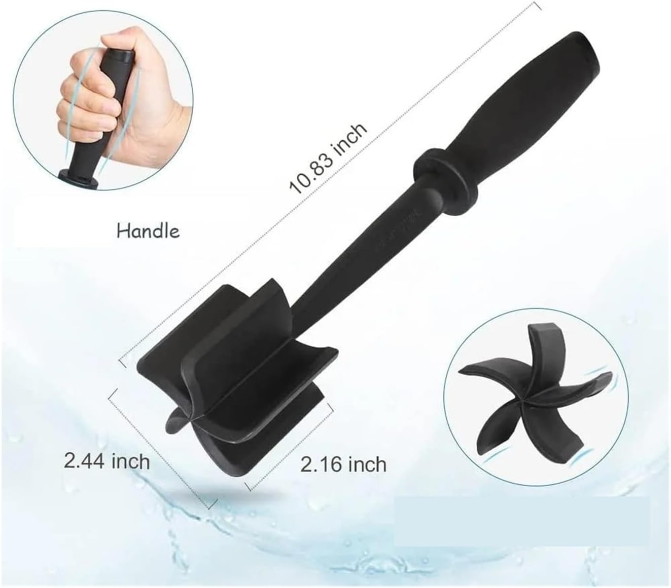 Meat Chopper & Masher Set - Non-Stick Ground Beef, Turkey & Kitchen Food Chopping Tool with Handle, Dishwasher(Black)