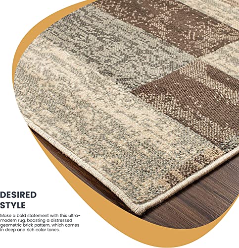 Alfombra geométrica moderna para crear un rincón de lectura acogedor Rockwood 7