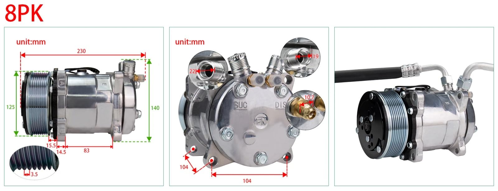 HILLAR Griglia Ventilazione Auto Kit di Sfiato Aria Condizionata Universale Auto Camion Furgoni E Trattori per Jeep Street/Hot Rod Auto d'Epoca | 8PK-12V