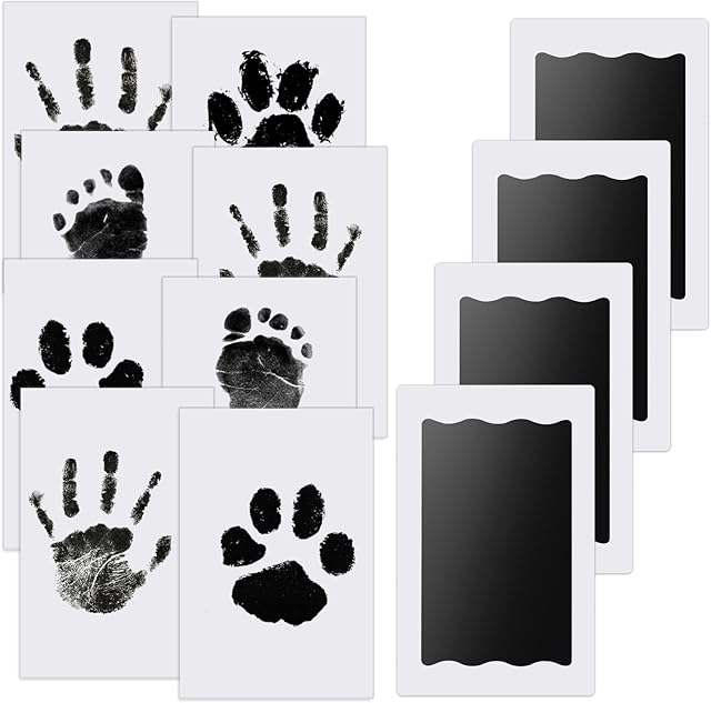Nabance Inkless Hand & Footprint Kit, 4 Baby Inkless Print Pads, 8 Imprint Cards, Dog Paw Print Kit, Baby Imprint Kits Safe Non-Toxic, Pet Paw Stamp Pads, Pawprint Keepsake Kit