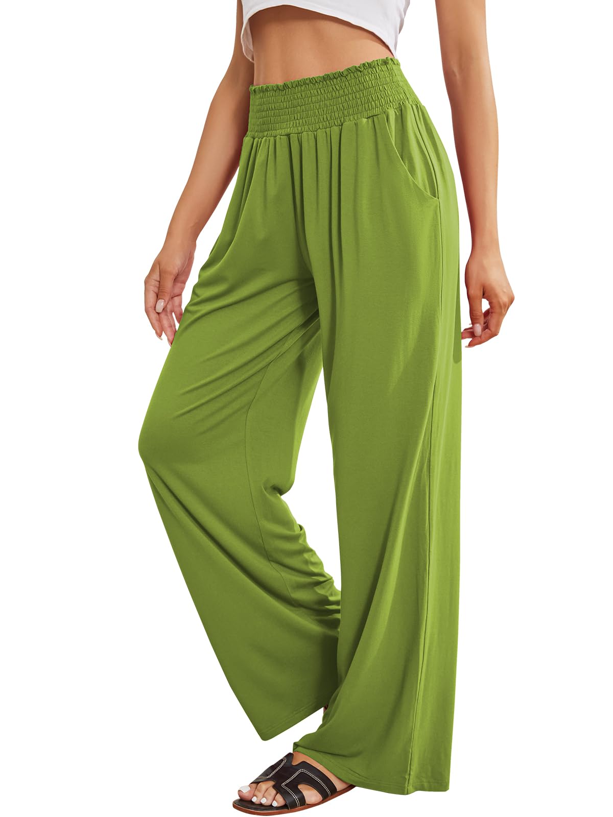 QIANXIZHAN Women's Boho Pants, Wide Leg High Waist Harem Pants Hippie Yoga Clothes with Pockets
