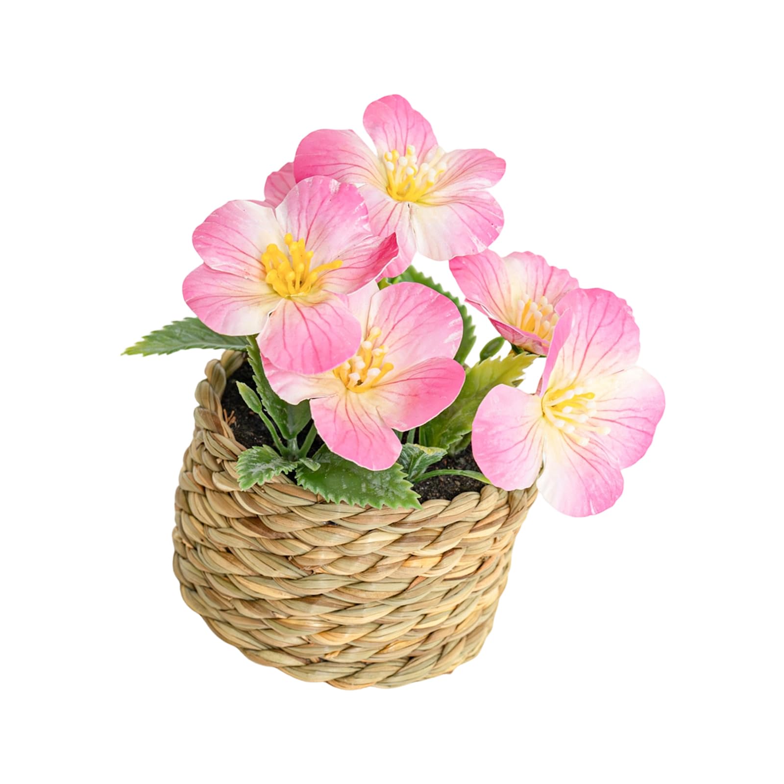 Ljhnba B Artificial Flower Simulation Plant In Woven Container For Edroom Dining Room Tabletop Ookshelf Windowsill Decoration Low Maintenance Home Deck