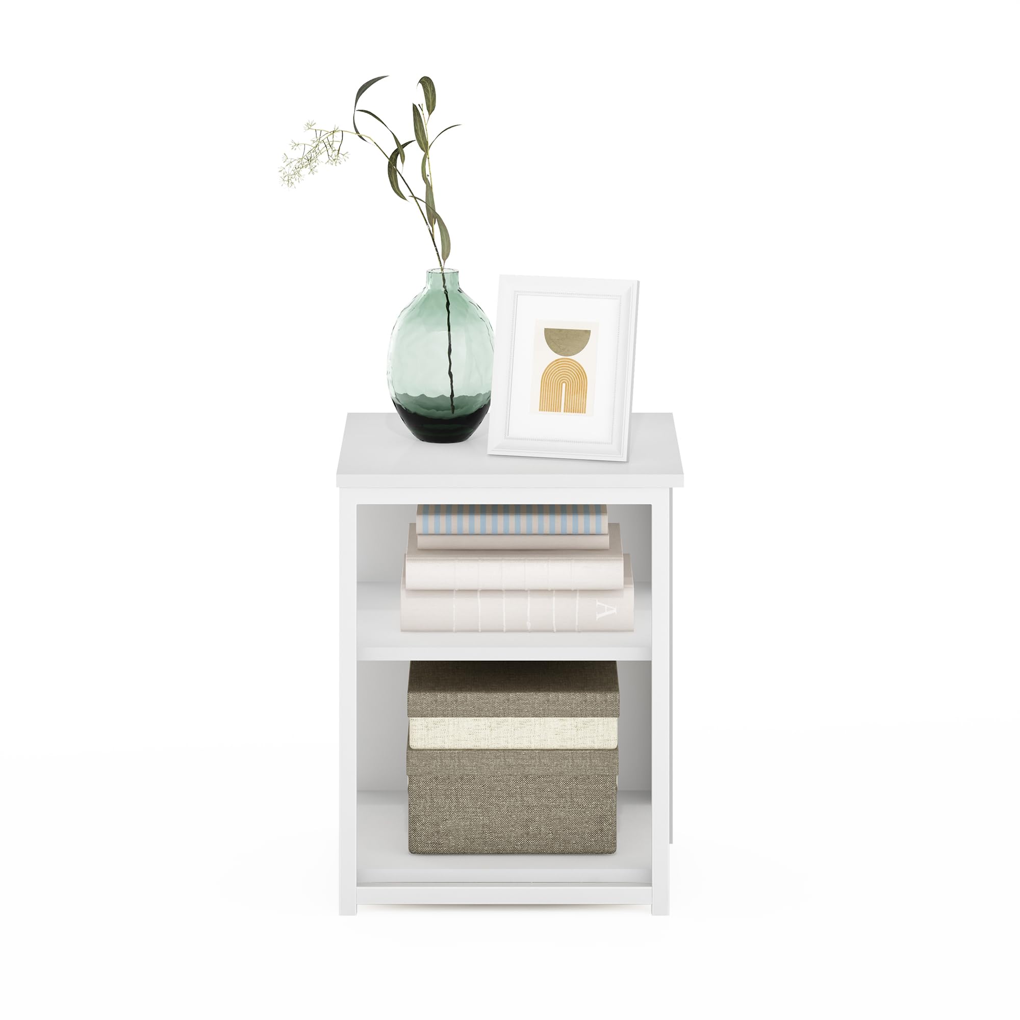 Furinno 20293WHSWH Camnus Tavolino da Tavolo, Comodino, Legno Ingegnerizzato, Solido Bianco, 38.6 W x 51.1 H x 39.9 D Cm