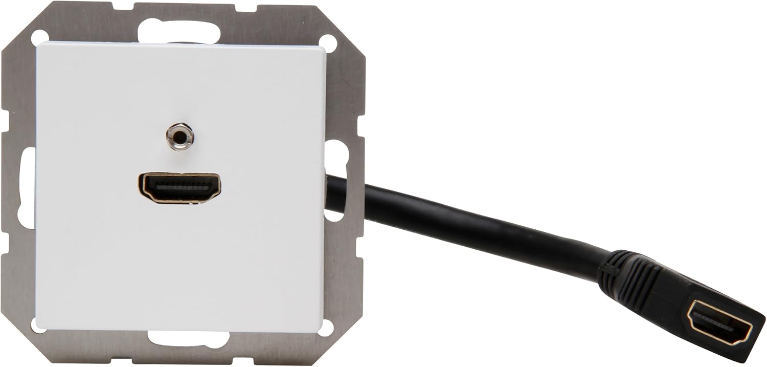 Kopp 495113003 HK07 HDMI Junction Box with Cover and with Cable Breakout 0.2 m, Colour: Arctic White