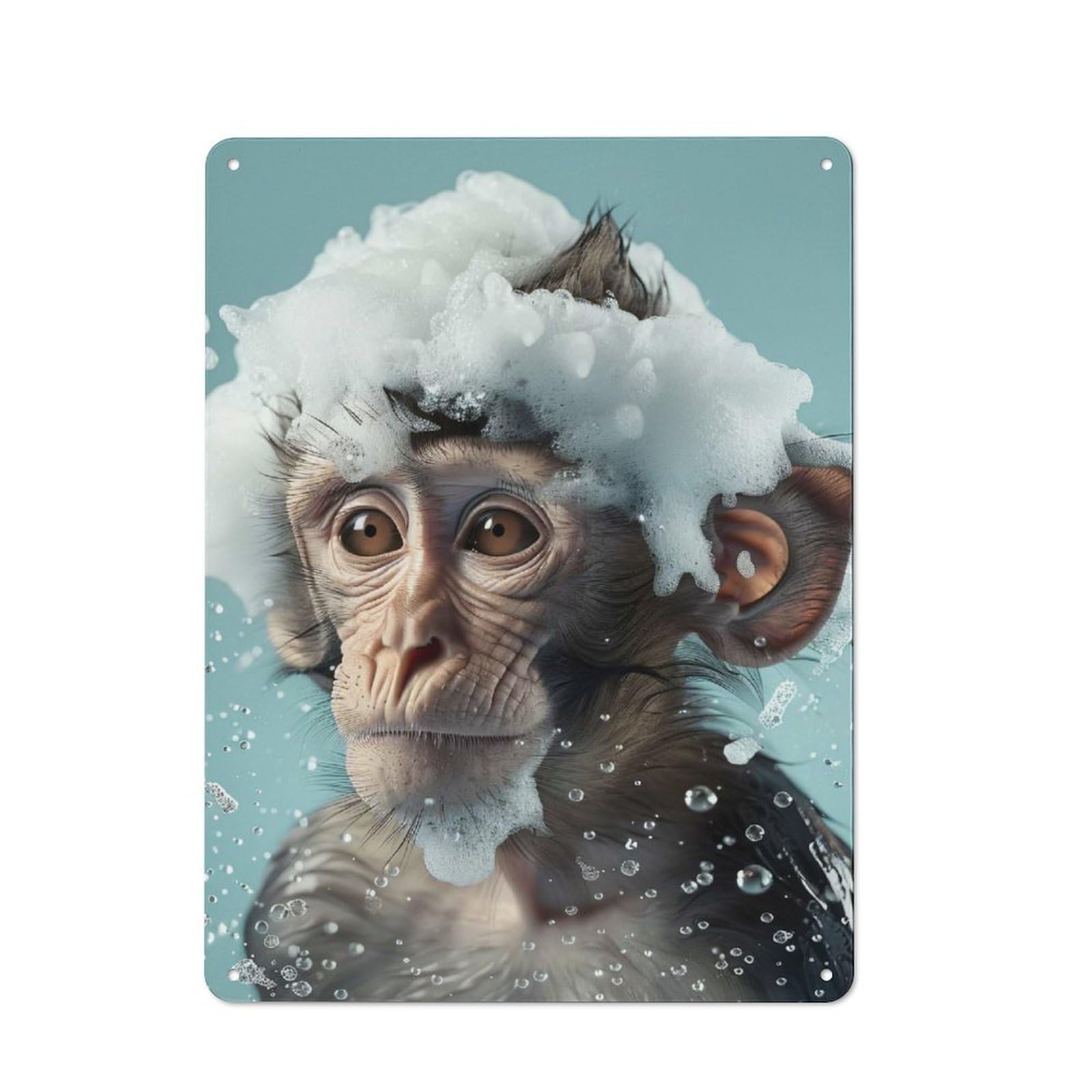 Junmoney Style-9 Retro-Style Tin Sign 40X30cm Featuring Monkey With Soap Suds For Hallway Wall, For Garage, Workshop And Man Cave Decoration