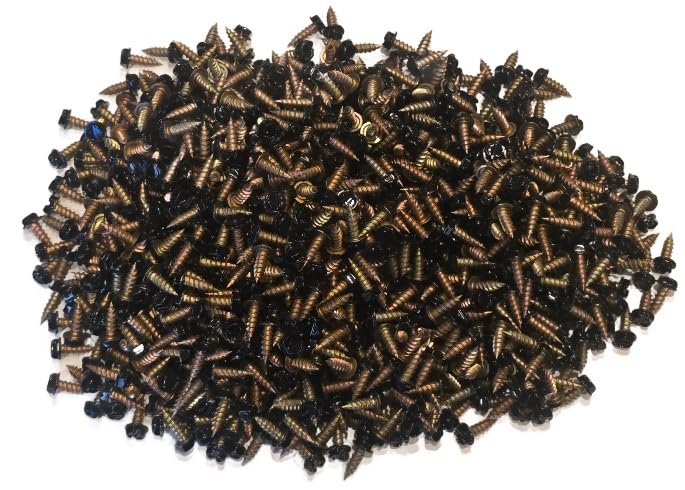 1000 Count Black Painted Premium Rain Gutter Screws #8 x 1/2" Long, Zinc Plated, Corrosion Resistant, Self Tapping, Self Starting, Downspout, Sheet Metal Zip Screws, Slotted Hex Head, Bulk LOT
