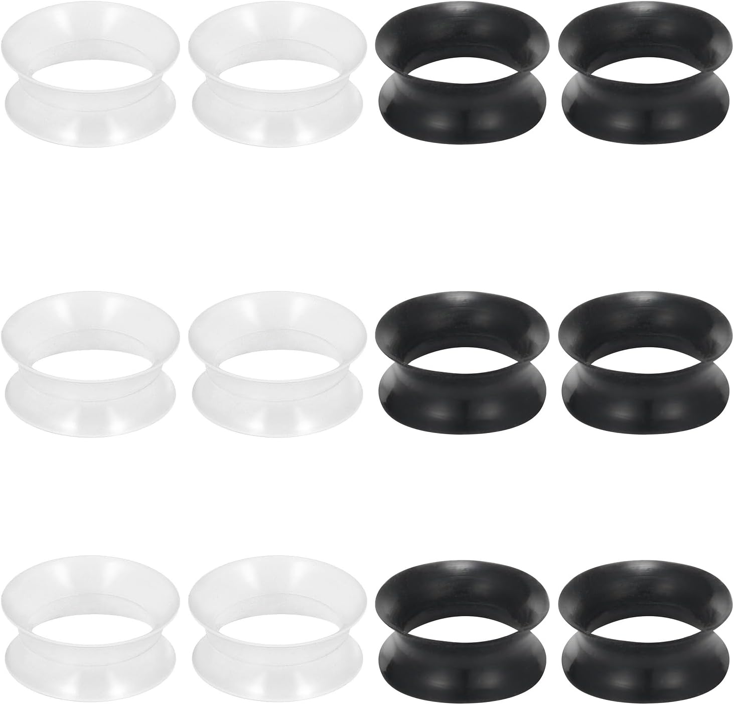 10G 8G 6G 4G 2G 0G 00G 12mm 14mm 16mm 18mm 20mm 22mm 24mm 25mm Thin Silicone Ear Gauges Plugs Tunnels Earrings Flexible Flesh Clear Black Tunnel Stretching Gauges Earlets Plug for Women Men