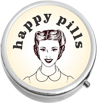 Happy Pills Medicine Vitamin Compact Pill Box