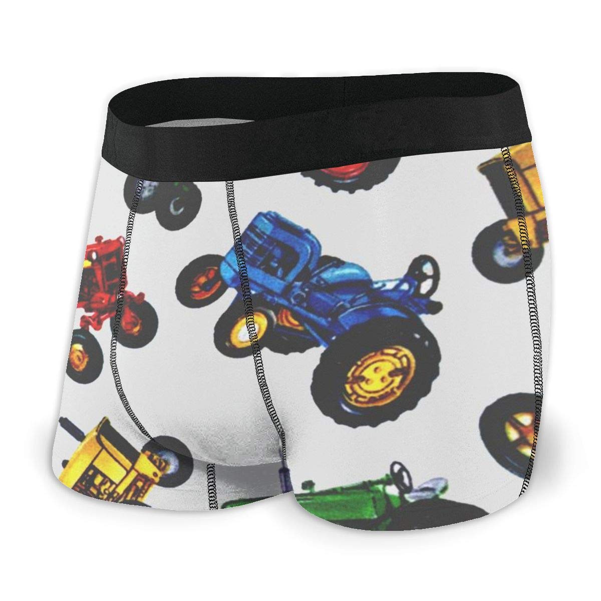 Sjoaoaa Men's Black Classics Boxer Brief Tractors Pattern Novelty Boxer Shorts Print Underwear Stretch Boxer Trunk With Pouch