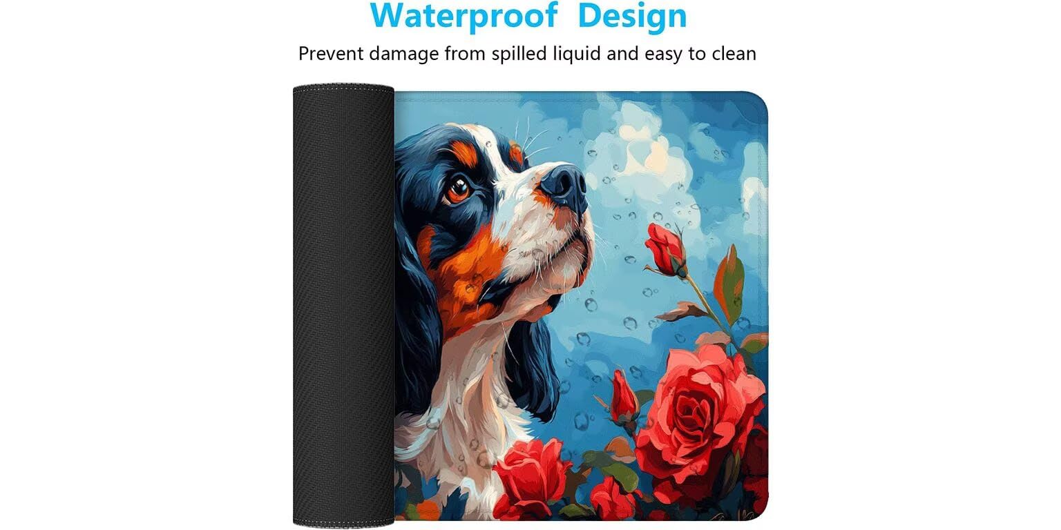 Alfombrilla Ratón, Alfombrilla Raton XXL 1600x800x3 mm, Mouse Pad Grande Gaming, Mousepad con Base Antideslizante, Tapete Escritorio con Bordes Cosidos, Desk Mat para PC, Oficina (Rosa, Perro) D1-891