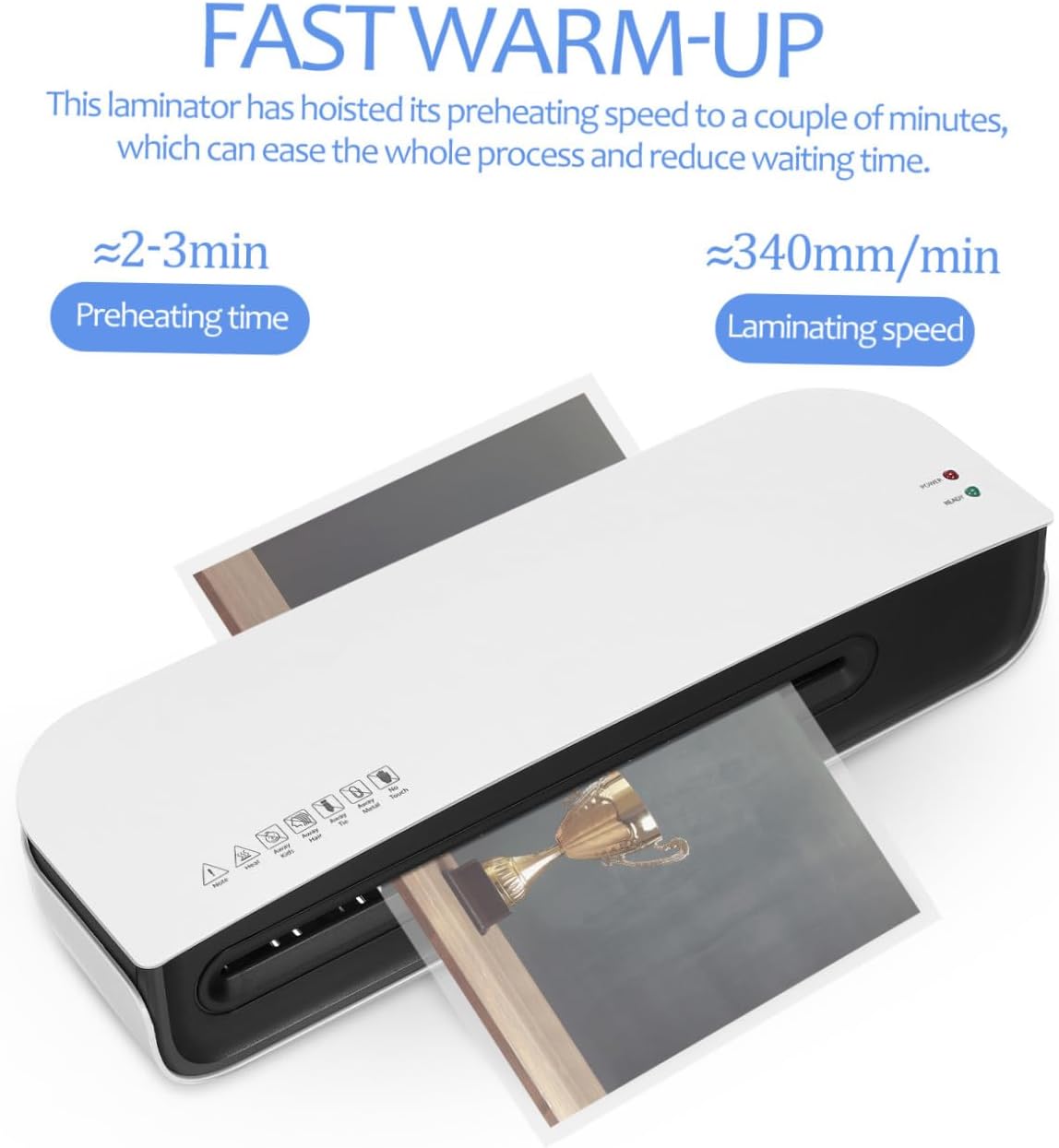 Thermal Laminator Machine Photo Film Laminating Machine with Fast Warm-up and US Plug Compact Portable Laminator for Home Office Use with Laminating for Documents and Artwork
