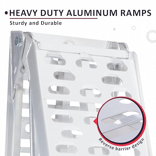 Miniatura 5 de PENSUN Rampas de carga con patas de apoyo rampas plegables de aluminio de 75 pies para ATV con carga máxima de 2200 libras rampas de carga mejoradas