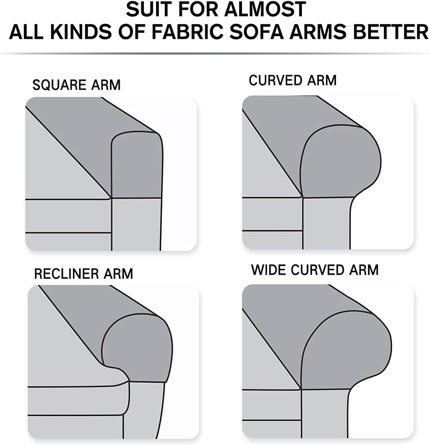 Armrest Covers Stretch Couch Arm Rest Covers Non Slip Arm Caps Furniture Protector Slipcovers for Sofa Couch Chair Armchair Recliner (Almond,Set of 4)