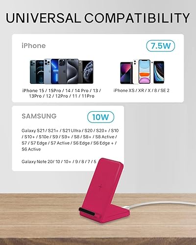 Miniatura 16 de Cargador inalámbrico, soporte de carga inalámbrica rápida de 15 W [adaptador incluido], compatible con iPhone 15 14 13 12 11 Pro Max XS XR X 8
