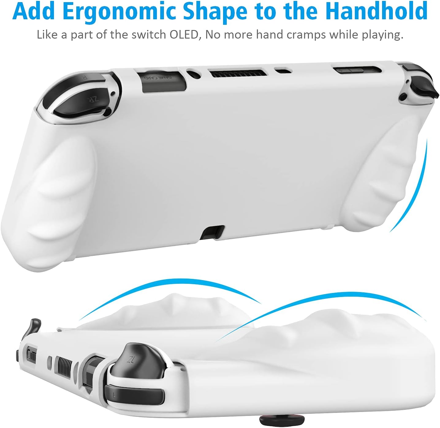 OIVO Switch OLED Protective Silicone Case Compatible with Nintendo Switch OLED, Switch OLED Soft Protective Cover with 2 Game Slots for Switch OLED Console - White