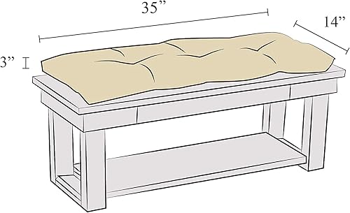 Miniatura 5 de Klear Vu The Gripper Omega Non-Slip Tufted Bench Cushion for Indoor Furniture, Entryway Storage, Bay Window, Corner Nook or Piano Seat, 43 Inches,