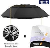 Vista 4 de UPF 50+ Paraguas de golf con abrazadera universal ajustable, paraguas portátiles para la lluvia, apertura y cierre manual, para silla de playa