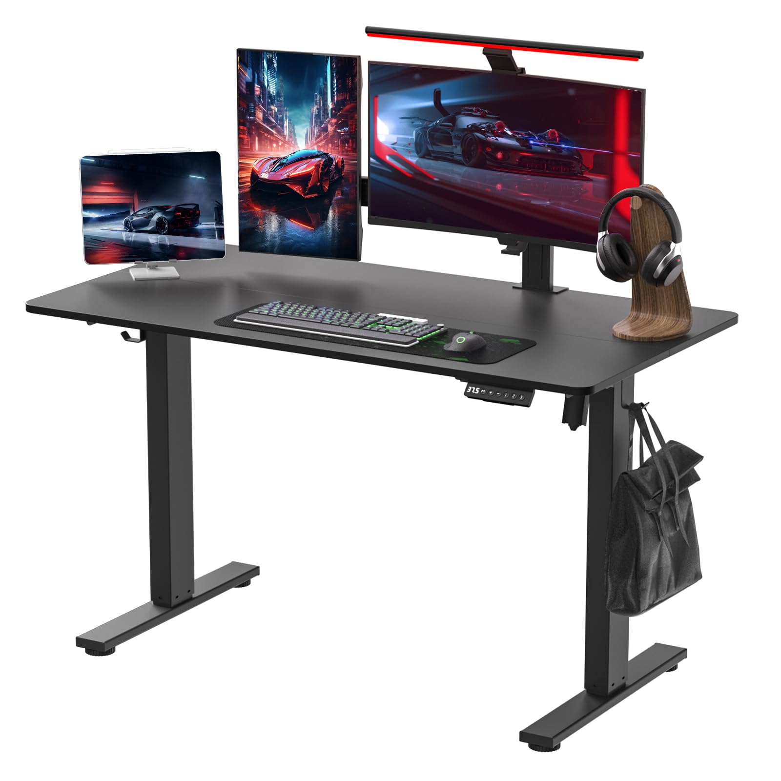 Electric Adjustable Height Standing Desk,48 * 24 Inches Sit Stand Up Computer Desk with Memory Preset,Home Office Workstation Gaming Rising Desk(Black)
