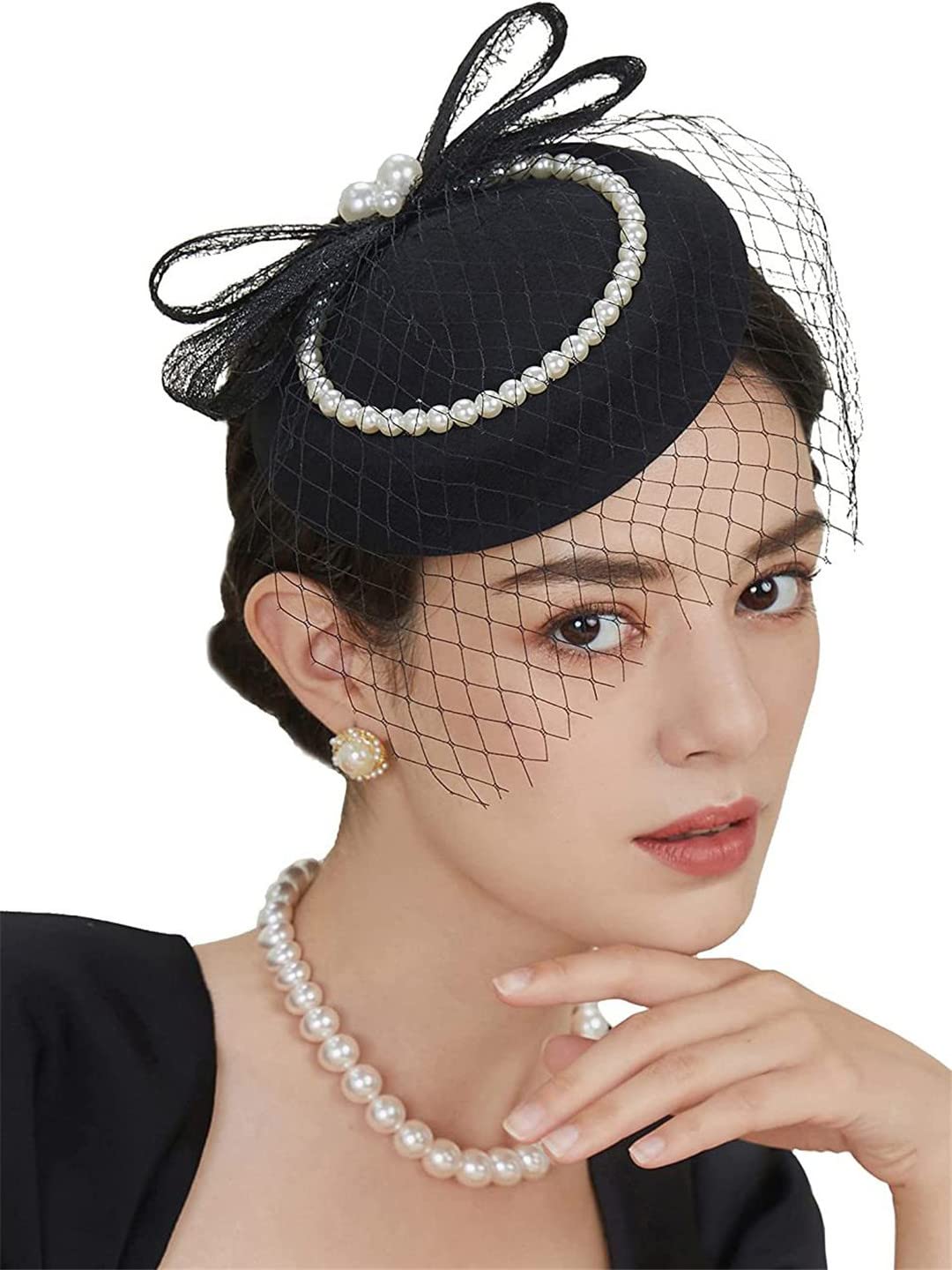 Cappello da sposa Fascinator da donna con velo da donna