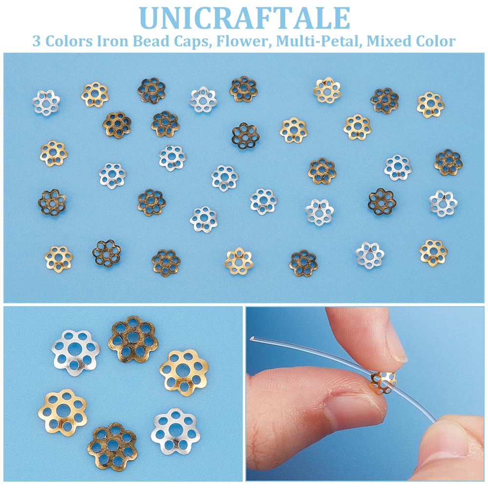PH PandaHall 480 pz 4 colori ferro fiore perline tappi, tappi in filigrana perline tappi terminali nappa chiusure per gioielli braccialetto fai da te artigianato