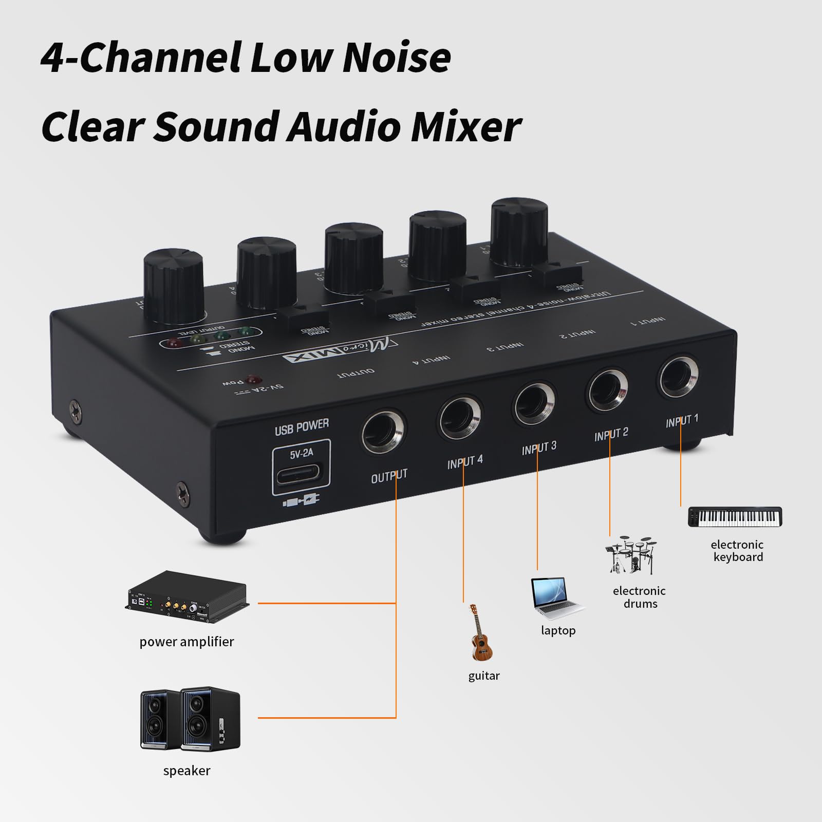 Amazon.com: Horse Audio Mixer Line Mixer, 4-Channel Stereo