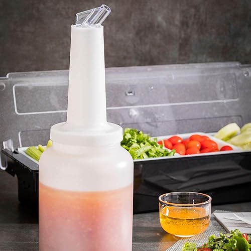 Miniatura 3 de Botella de plástico de 2 cuartos de galón de almacenamiento con boquilla transparente y tapa, botella de almacenamiento de barra, 4 34 pulgadas x 4