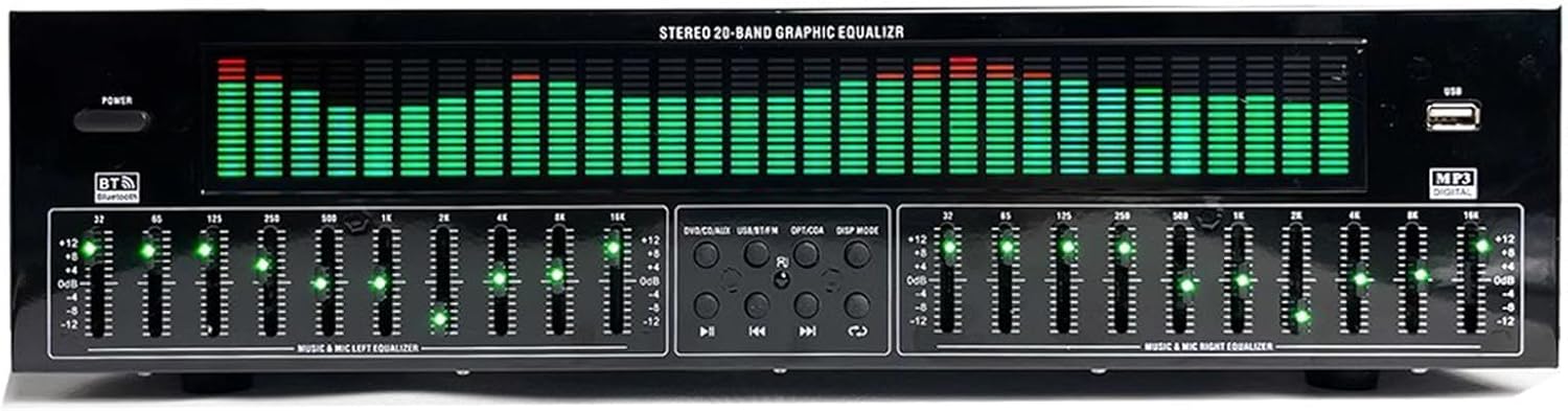 31-Band Digital Stereo Equalizer, Digital Audio EQ with 12 Rhythm Patterns and Noise Reduction for Home Tuning