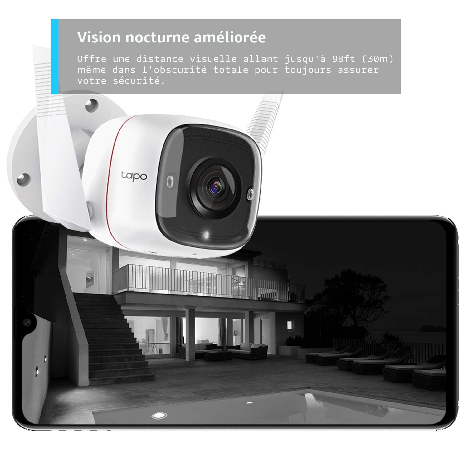 TP-Link Tapo 2K Outdoor Security Camera, Motion Detection, IP66 Weatherproof, Built-in Siren, 2-Way Audio, 3MP, Night Vision, Cloud &SD Card Storage, Works with Alexa & Google Home (Tapo C310)