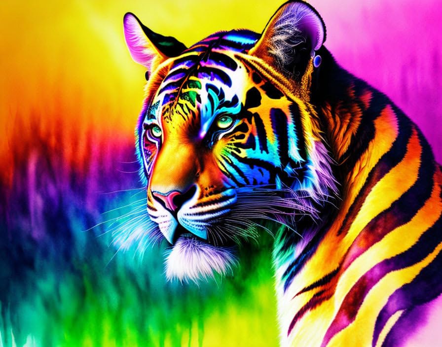 Affiche tigre arc-en-ciel jungle 58x90 cm SERENDIPITP