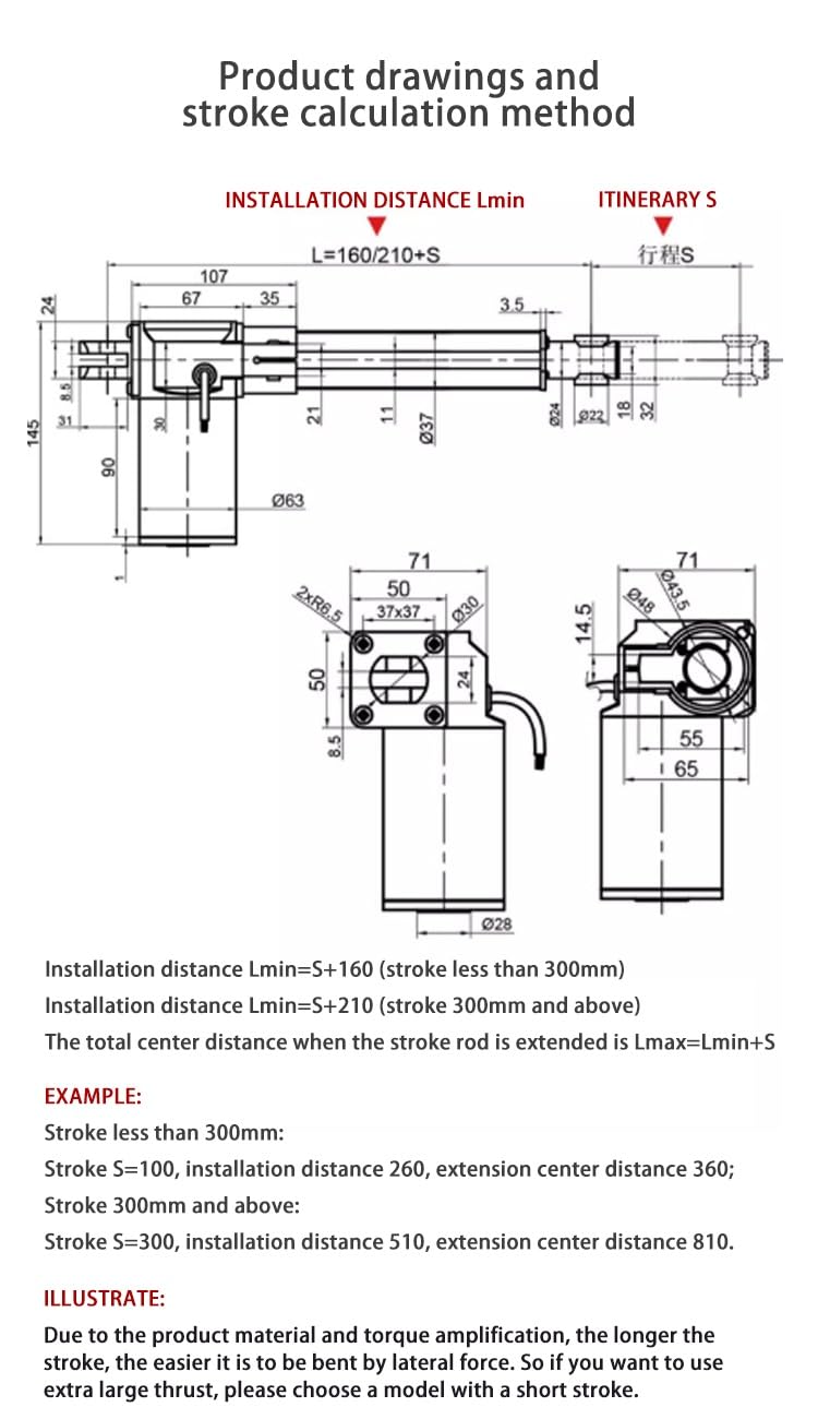 Lineaire elektrische actuator maximaal koppel 6000N, lineaire