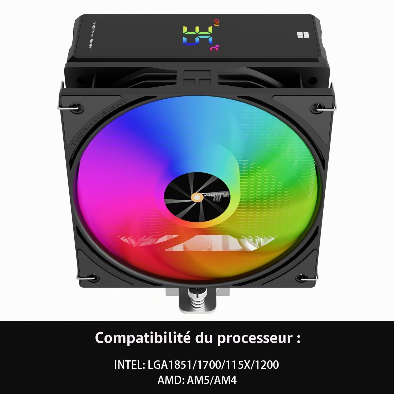 TR Assassin X 120R Digital ARGB Refroidisseur d'air pour processeur avec caloducs de 4 x 6 mm, coque supérieure à écran numérique, refroidisseur de ventilateur PWM, 151 mm de haut, pour AM5 et Intel