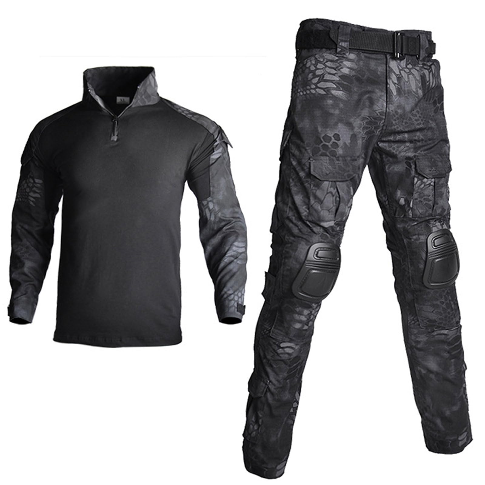 Traje Combate Los Hombres, Conjunto Ropa Militar, Ropa Camuflaje TáCtico, Uniforme Caza Paintball Gear, con Coderas Rodilleras