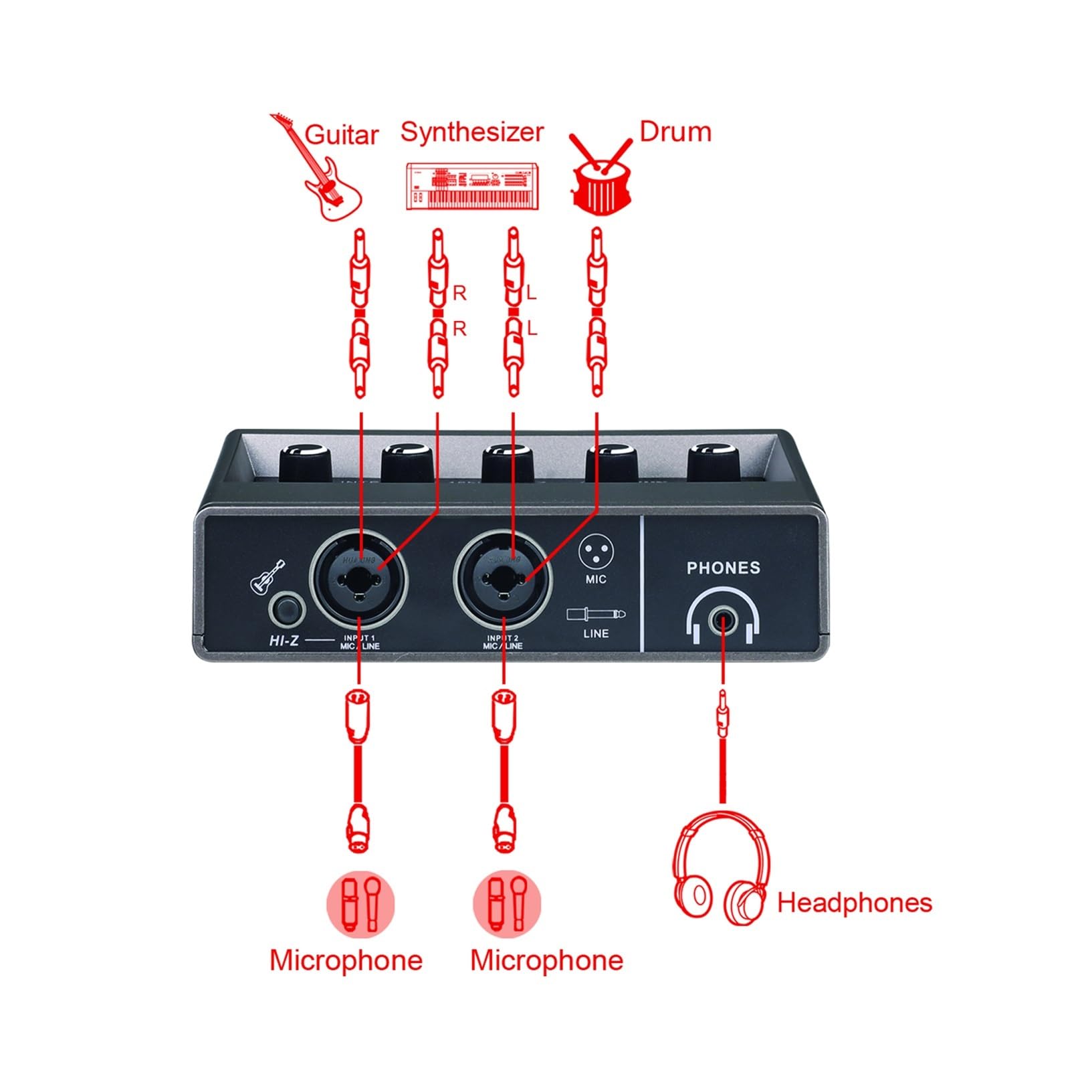 Mikser dźwięku, Karta dźwiękowa Q-16 Professional z monitorem do nagrywania gitary elektrycznej na żywo Studio transmisji śpiewu Komputer PC