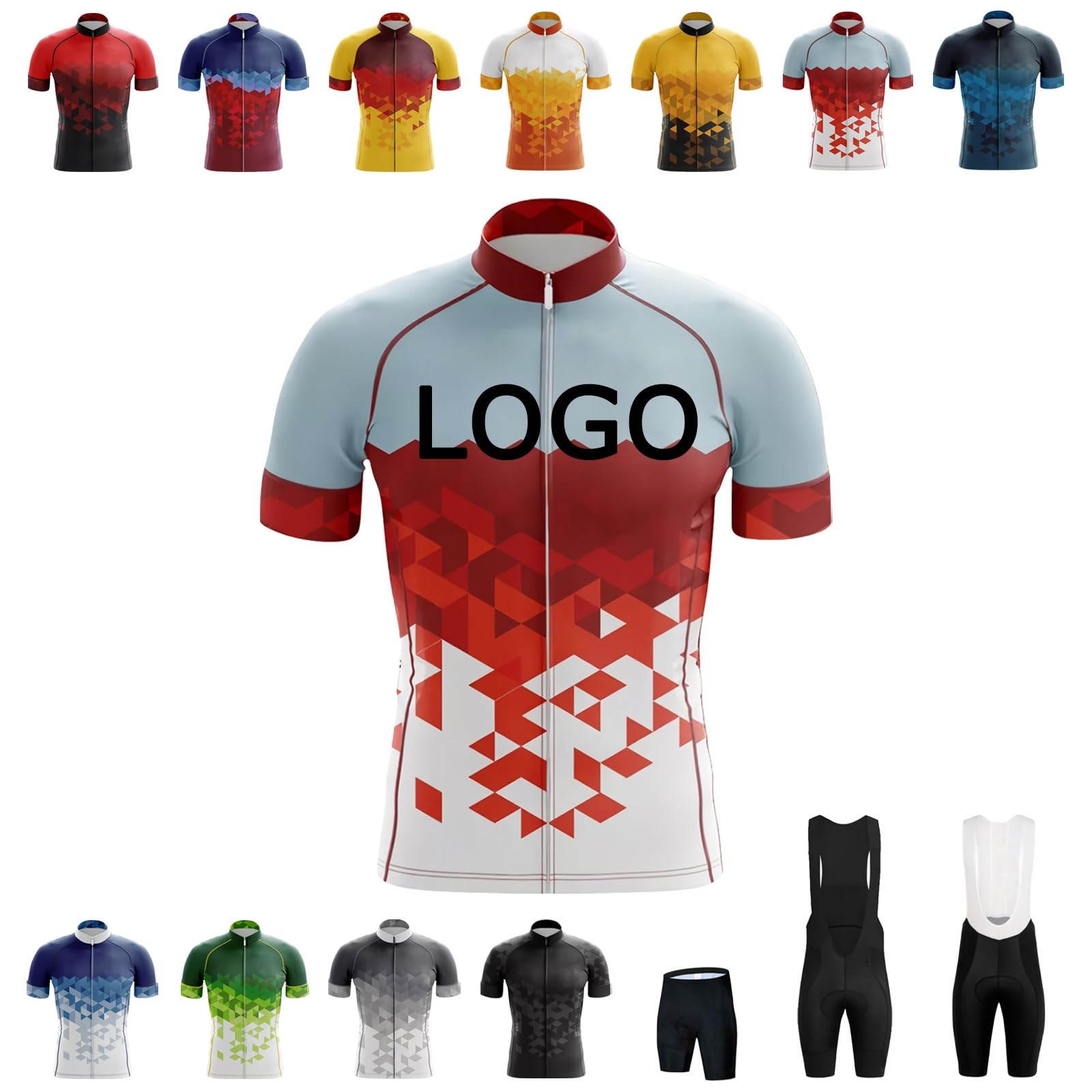 Maglia Ciclismo Uomo Manica Corta – Multicolore A Quadri – Tre Tasche Posteriori