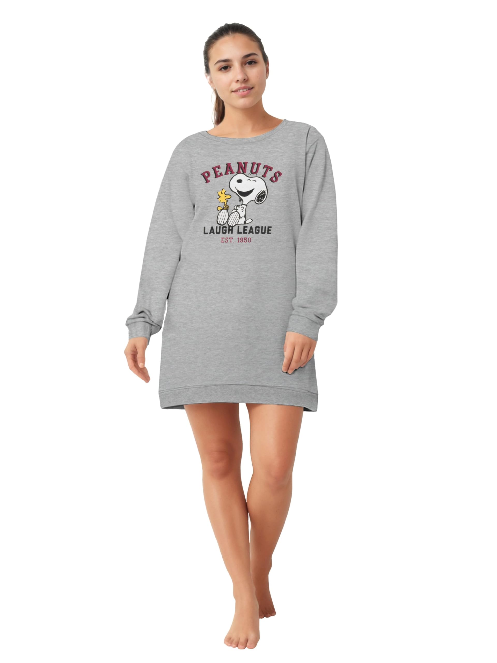 Peanuts Snoopy Grigio Sleep Society Camicia da notte a maniche